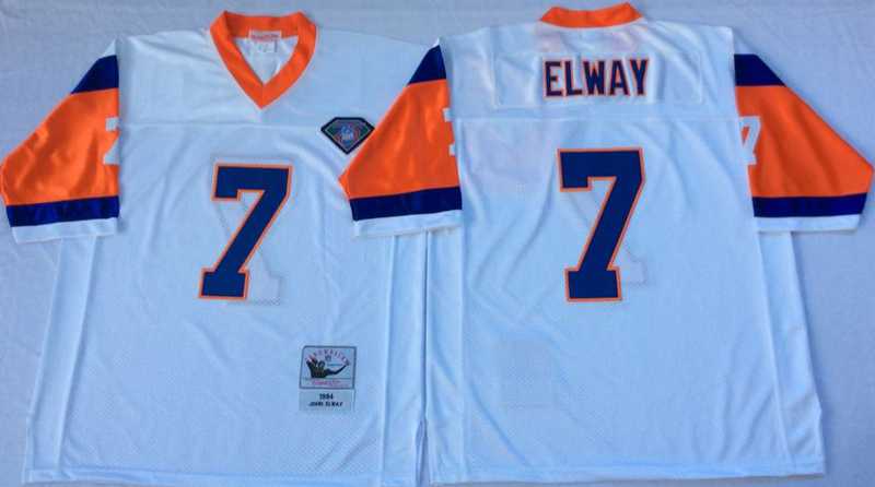 Broncos 7 John Elway White M&N Throwback Jersey->nfl m&n throwback->NFL Jersey
